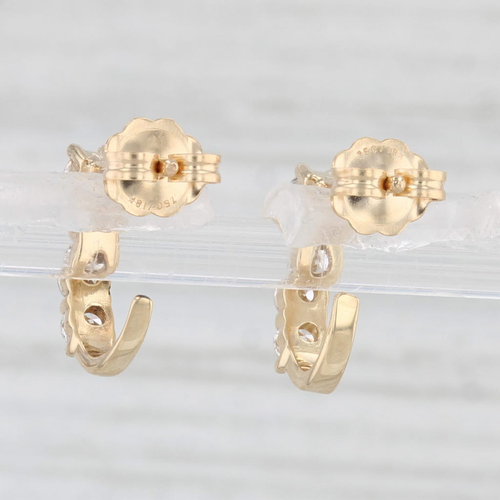 Light Gray 0.65ctw Diamond Journey J-Hook Earrings 18k Yellow Gold Pierced Drops