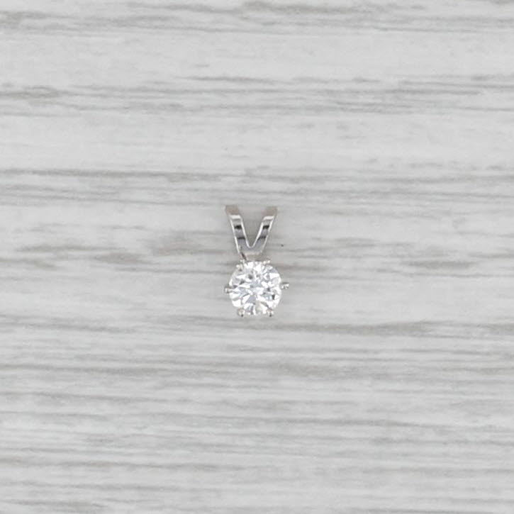 New 0.25ct Diamond Solitaire Pendant 14k White Gold 6 Prong Small Round Drop