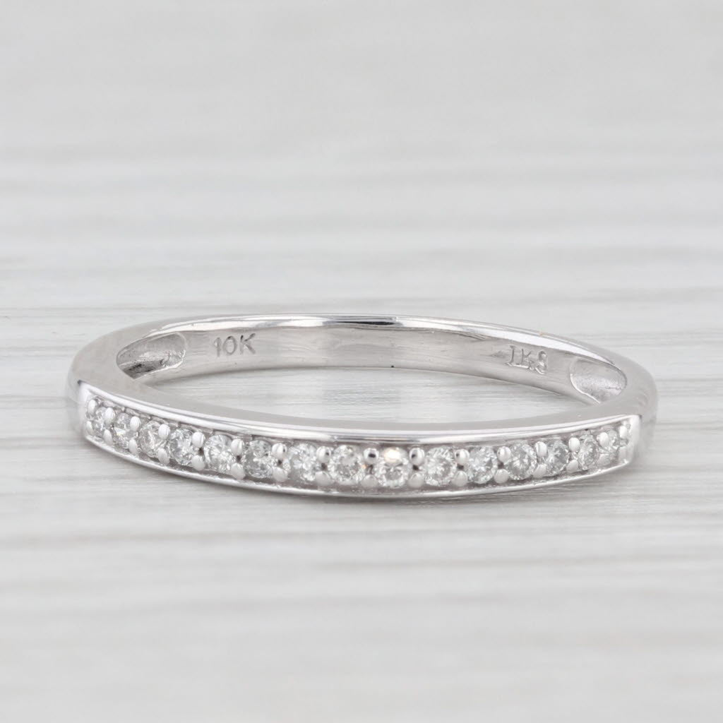 Light Gray Diamond Wedding Band 10k White Gold Size 5.25 Stackable Ring