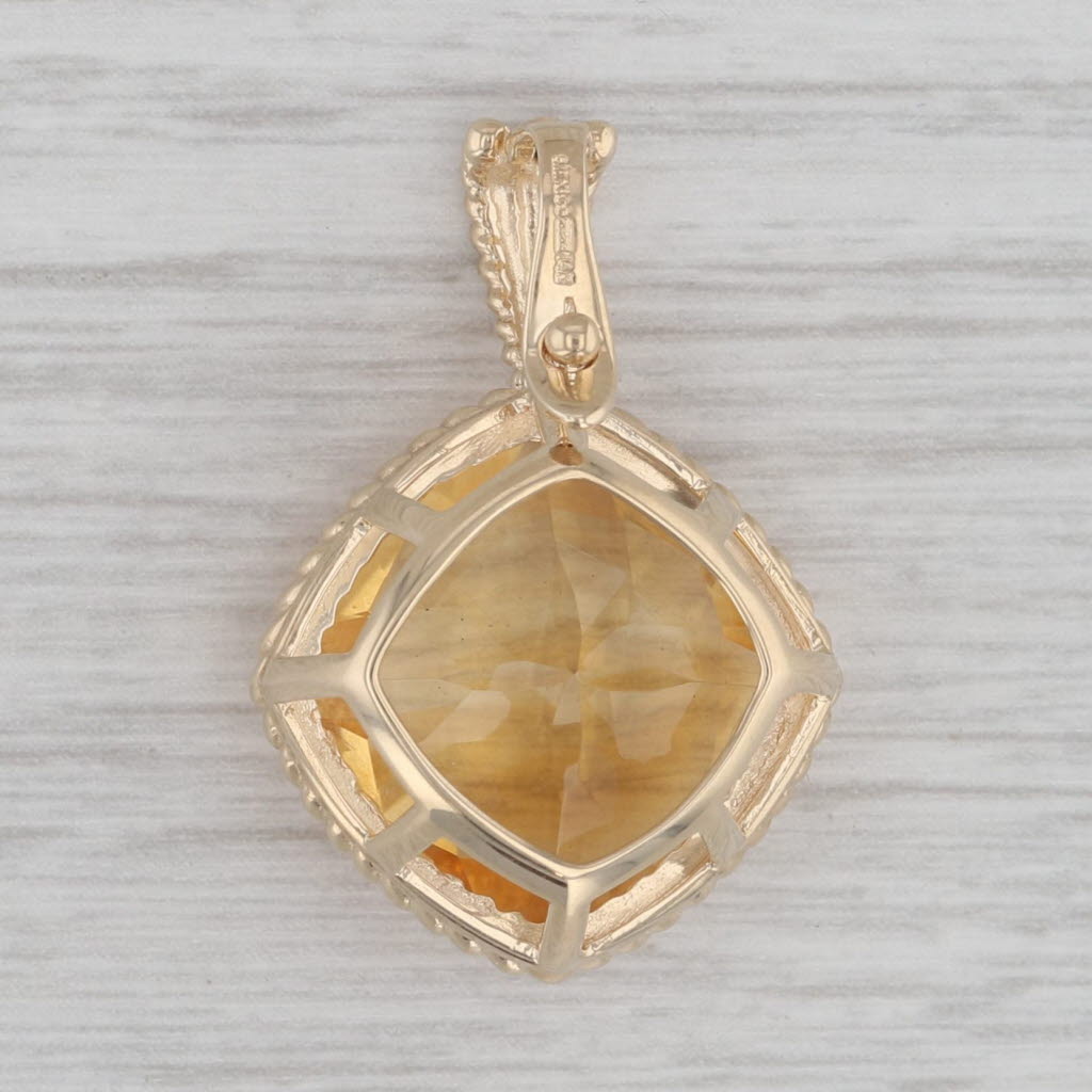 Gray 12ct Citrine Pendant14k Yellow Gold Statement Drop Clip Bail