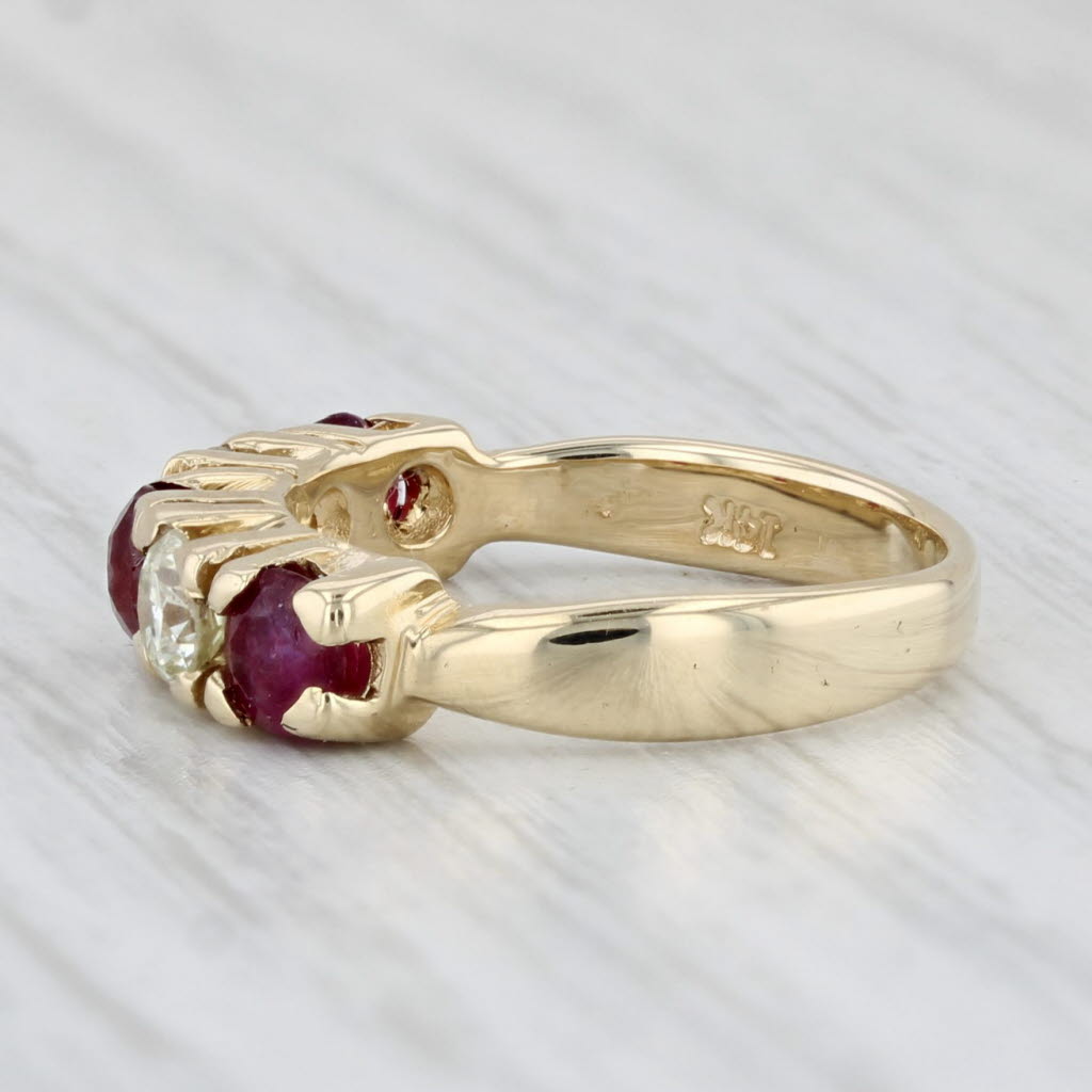 Light Gray 0.85ctw Ruby Diamond Ring 14k Yellow Gold Size 2.75 Stackable