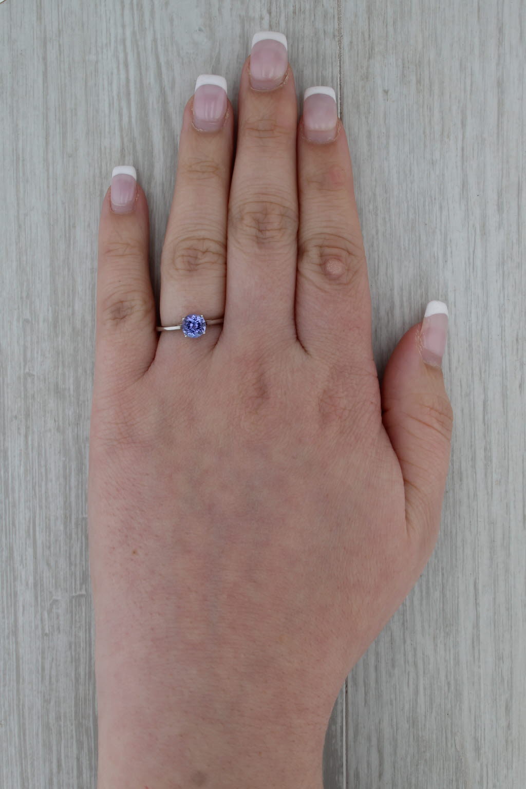 1.03ct Tanzanite Round Solitaire Ring 14k White Gold Size 7 COA Jacque Christie
