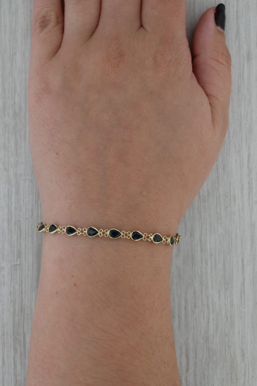 5.75ctw Blue Sapphire Tennis Bracelet 14k Yellow Gold 6.75"