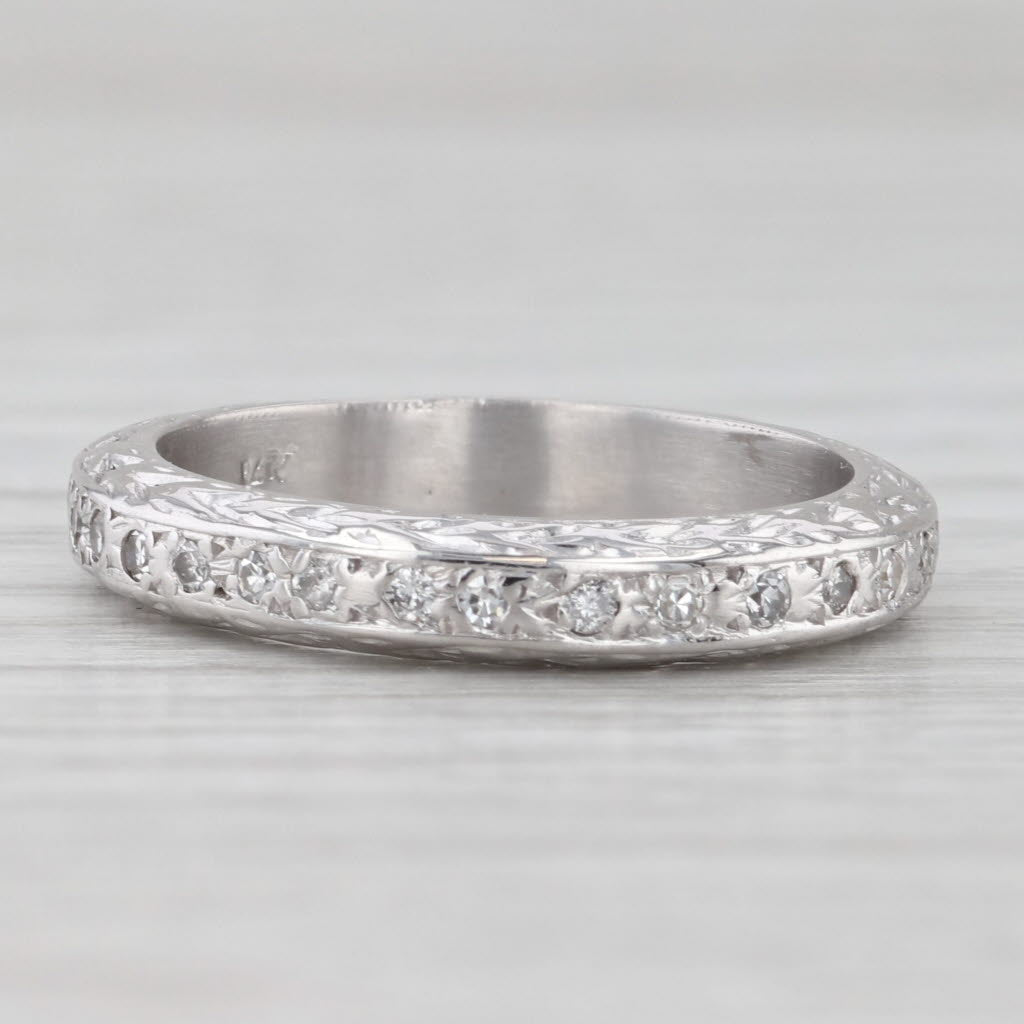 Light Gray 0.24ctw Diamond Eternity Wedding Band 14k White Gold Stackable Anniversary Ring