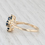 0.83ctw Blue Sapphire Cluster Ring 14k Yellow Gold Size 6 Bypass