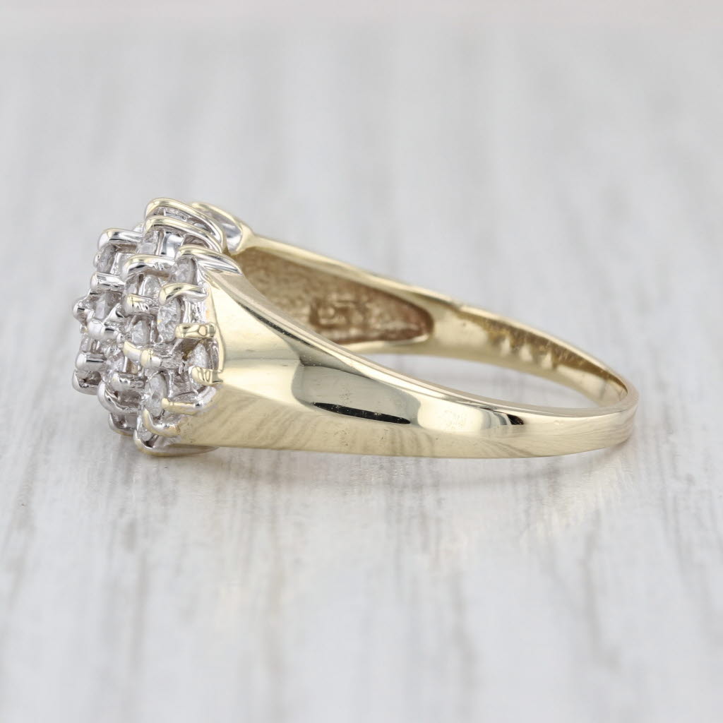 0.78ctw Diamond Cluster Ring 10k Yellow Gold Size 9.75