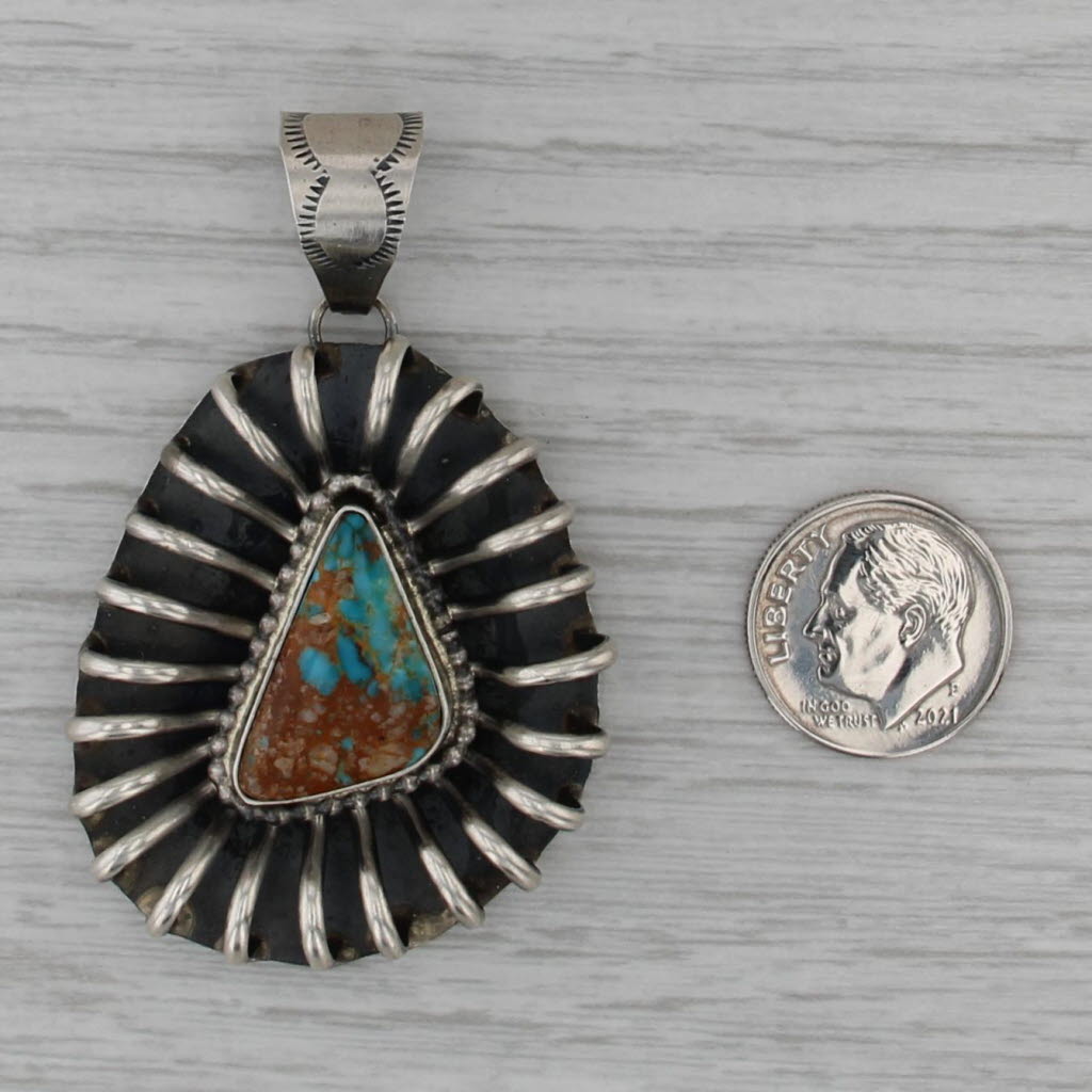 Betta A Lee Vintage Navajo Chrysocolla Pendant Sterling Silver Native American