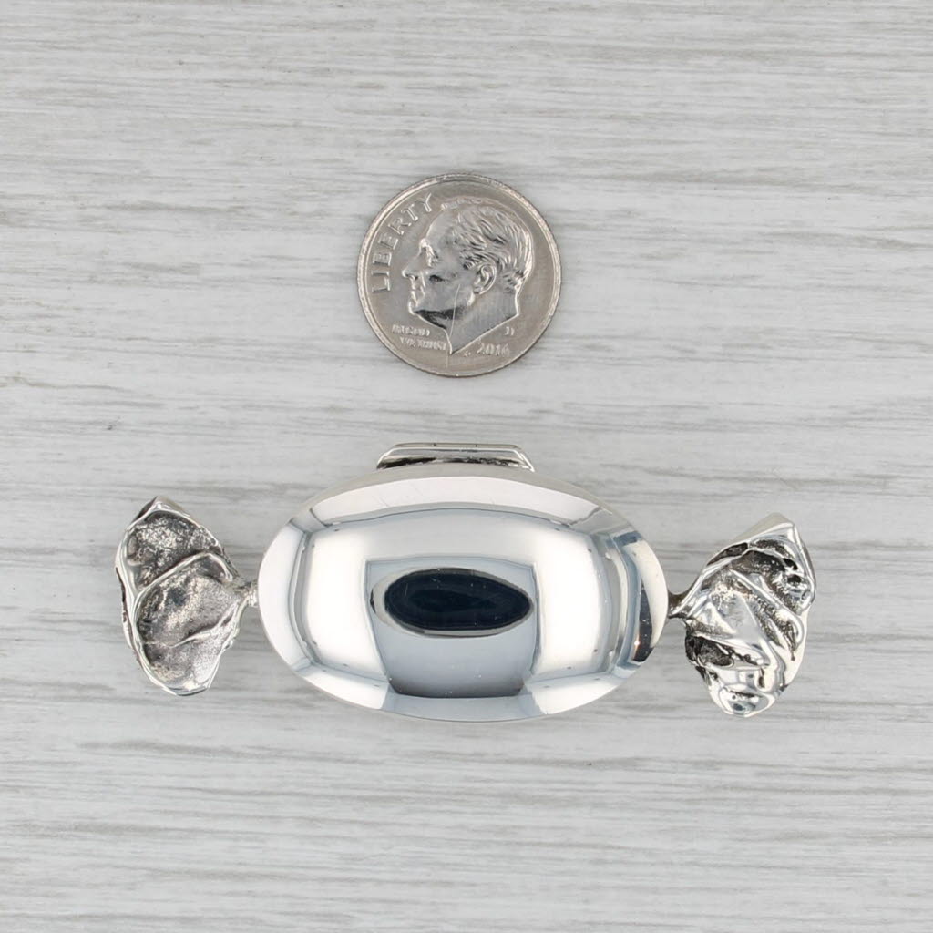 Candy Wrapper Trinket Pill Box Vintage Sterling Silver