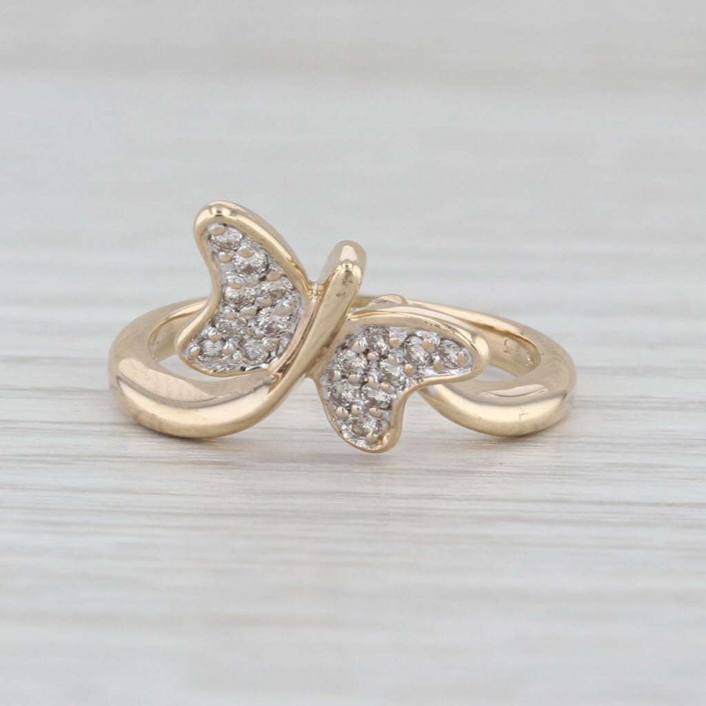 0.15ctw Diamond Butterfly Bypass Ring 14k Yellow Gold Size 5.5
