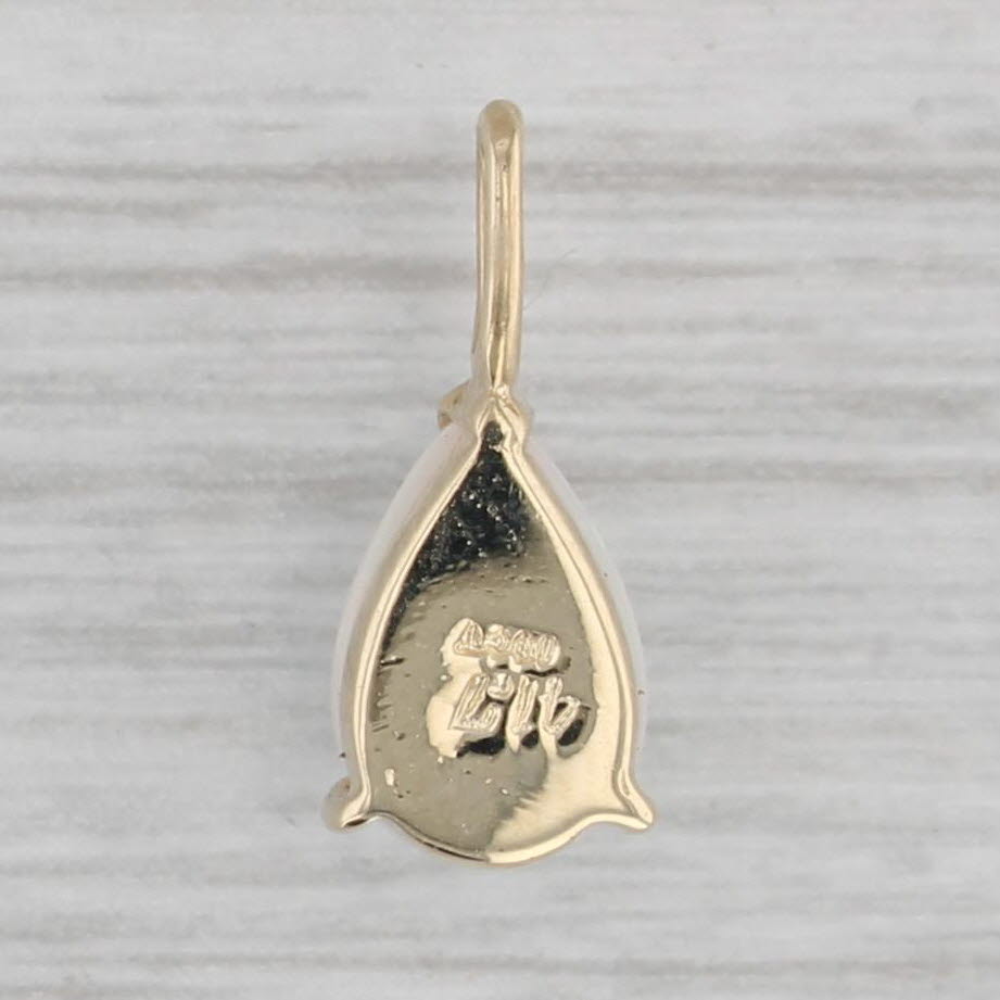 Gray Opal Pear Cabochon Solitaire Teardrop Pendant 10k Yellow Gold