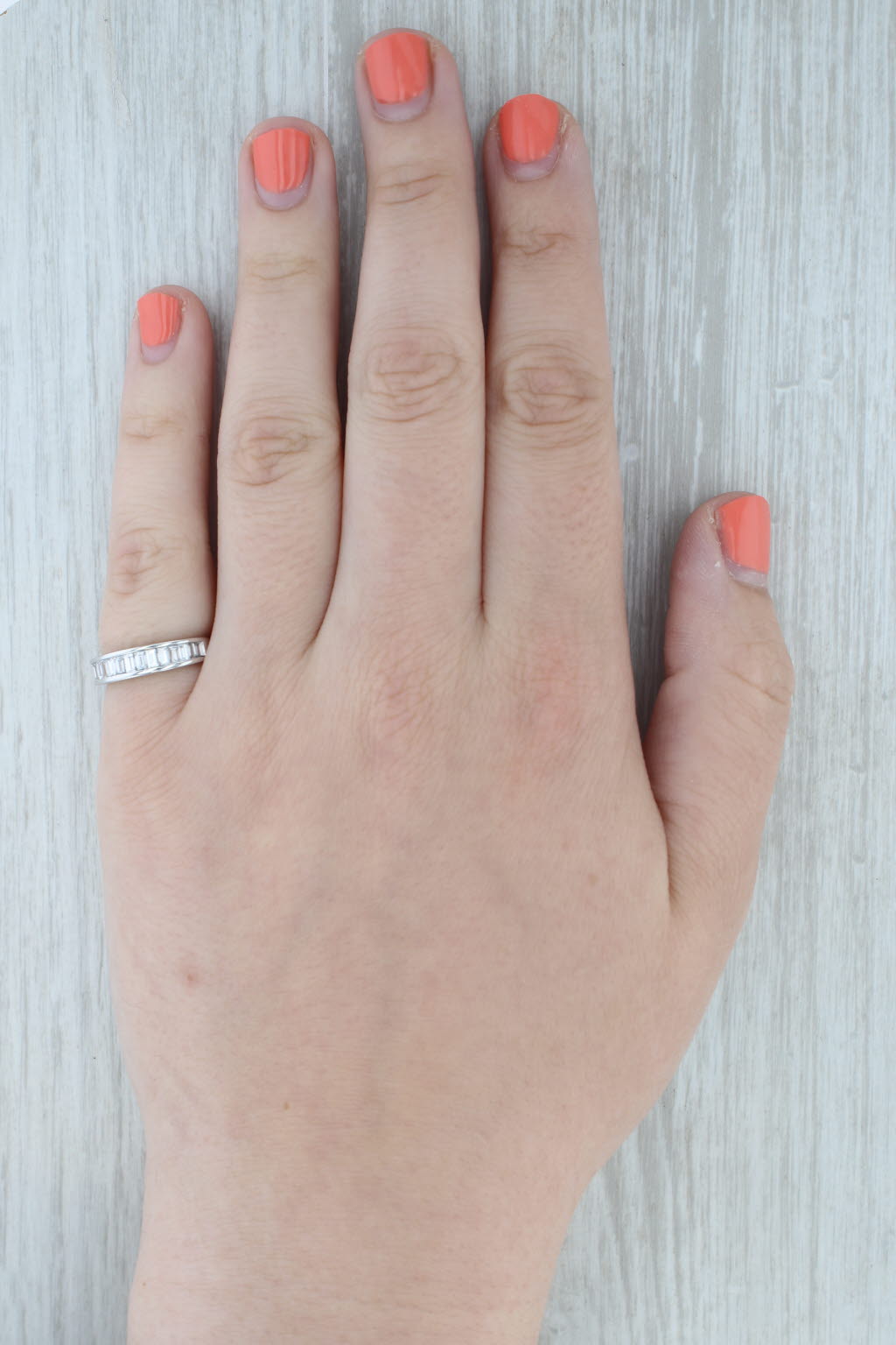 0.90ctw Diamond Wedding Anniversary Band 14k White Gold Size 5.75 Band