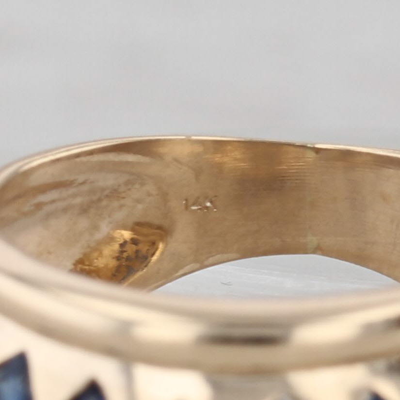 0.80ctw Blue Sapphire Diamond Dome Ring 14k Yellow Gold Size 5.5 Cocktail