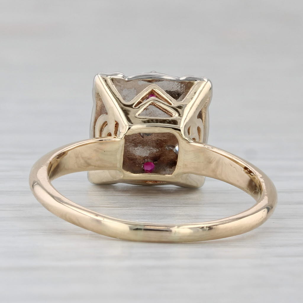 Gray Vintage Lab Created Ruby Diamond Cluster Ring 14k Yellow White Gold Size 10