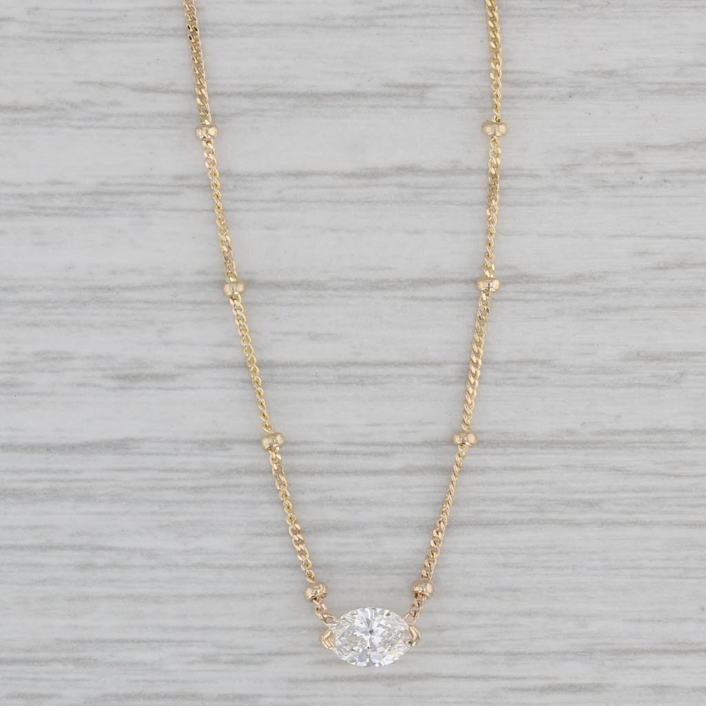 14K Gold Solitaire Bead hotsell Necklace