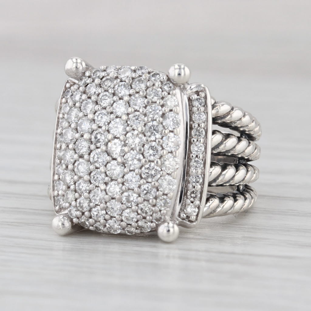David Yurman Wheaton 0.77ctw Pave Diamond Ring Sterling Silver Size 6