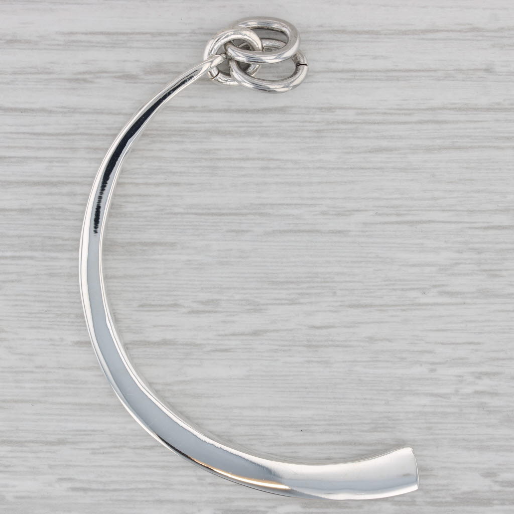 Gray Tapering Crescent Half Moon Pendant Sterling Silver Statement Mexico