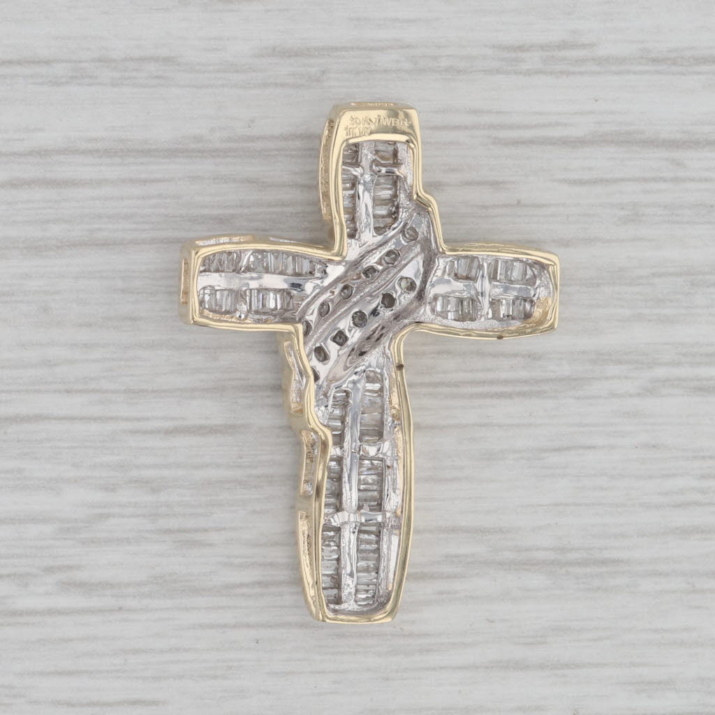 Gray 0.64ctw Diamond Cross Pendant 10k Yellow Gold