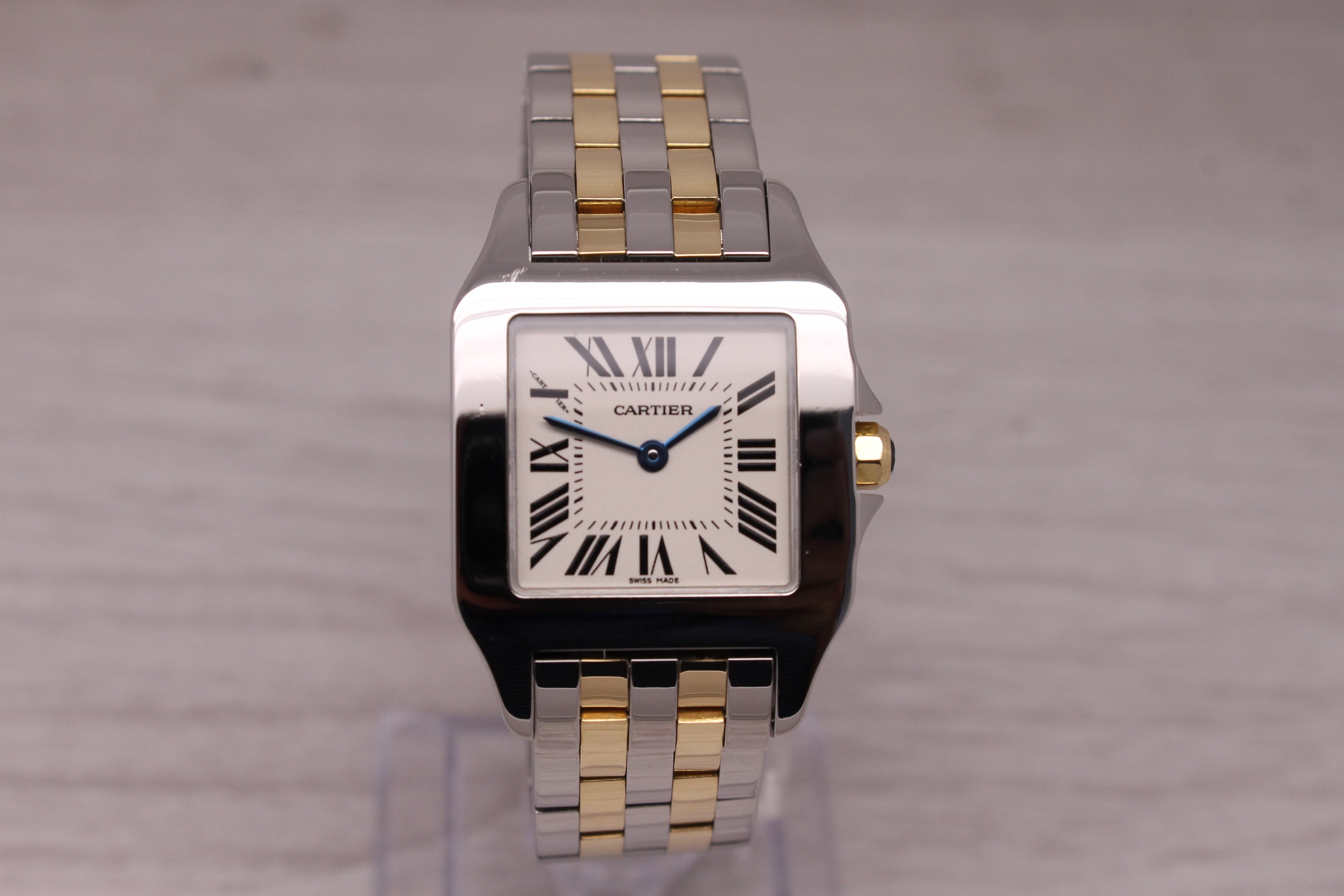 Rosy Brown Cartier Santos Demoiselle Steel & 18k Ladies Quartz Bracelet Watch 2701 w Box