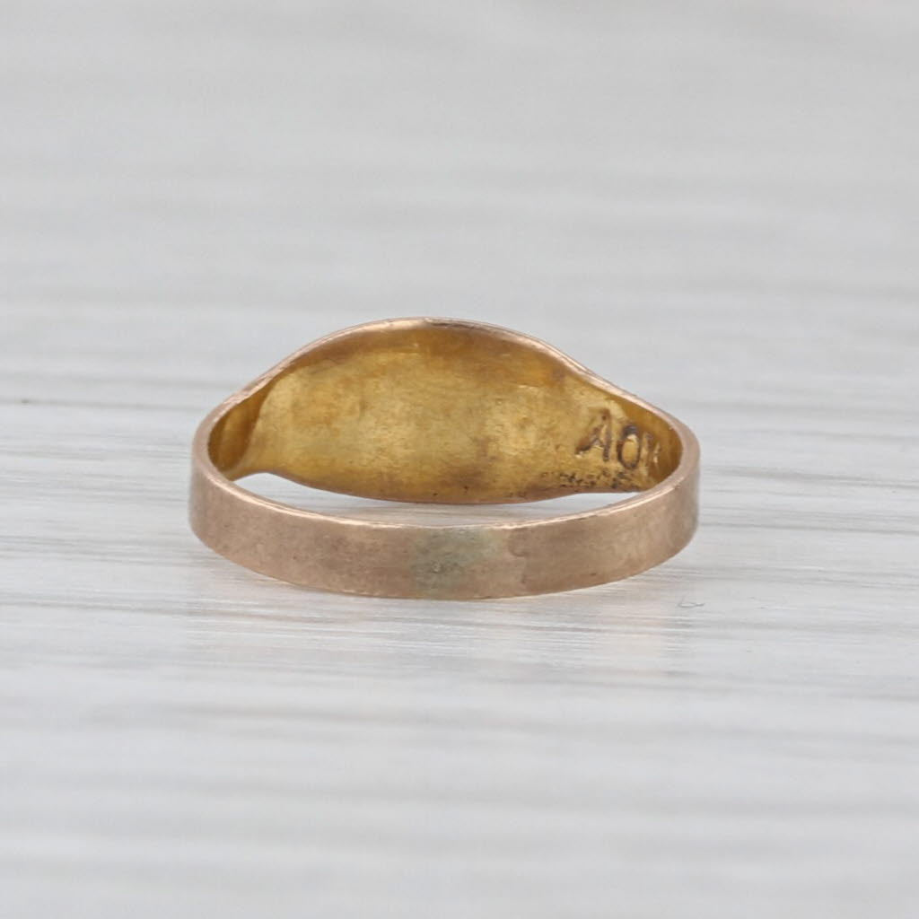 Antique Simulated Turquoise Glass Baby Ring 8k Yellow Gold Small Size