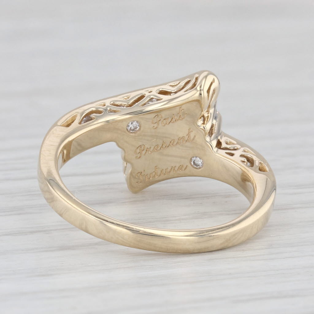 Light Gray 0.50ctw Diamond 3-Stone Bypass Ring 14k Yellow Gold Size 7