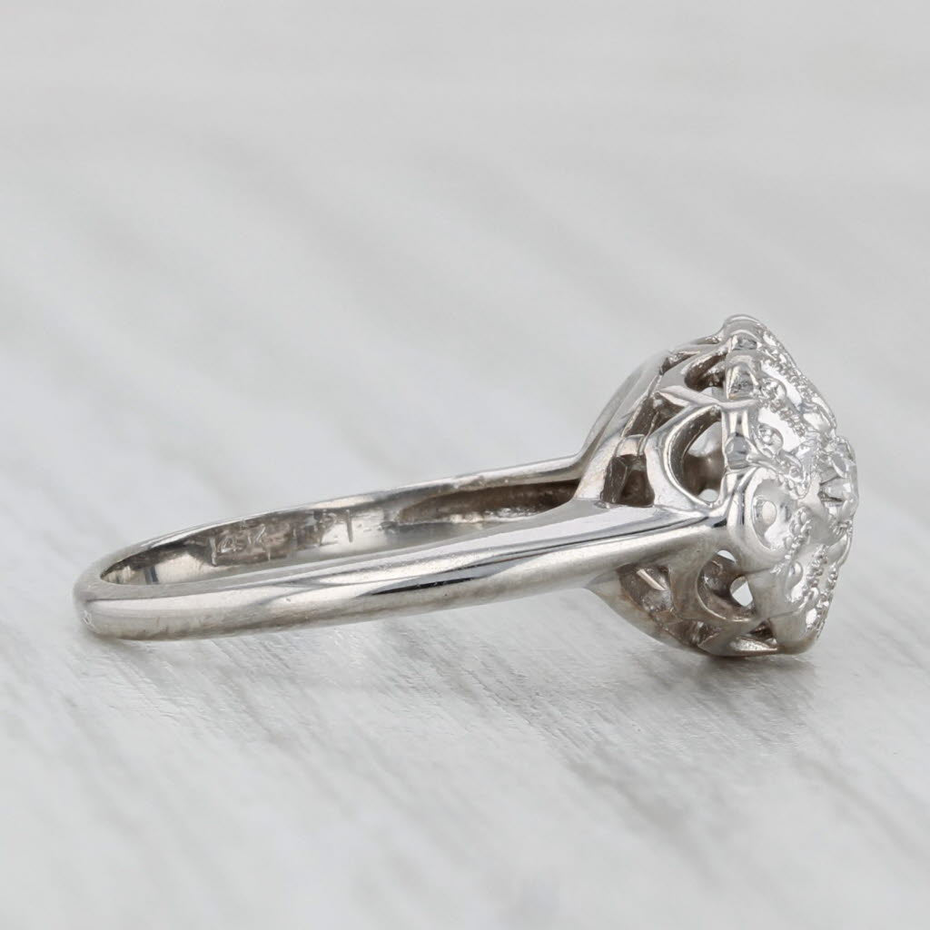 Light Gray Vintage Diamond Princess Ring 14k White Gold Size 3.5