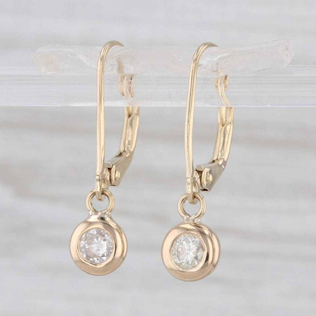 0.35ctw Diamond Solitaire Dangle Earrings 14k Yellow Gold Lever Backs