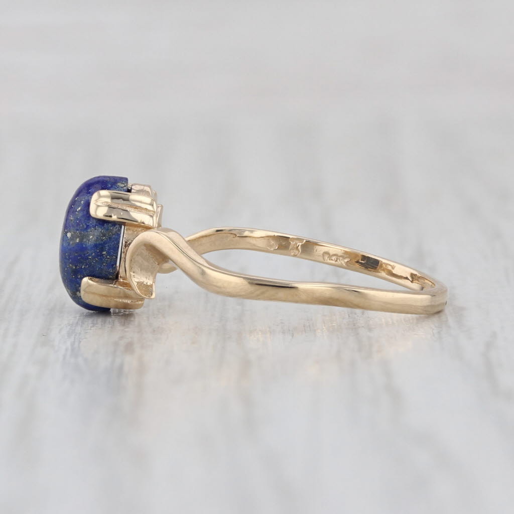 Lapis Lazuli Oval Cabochon Solitaire Ring 10k Yellow Gold Size 7