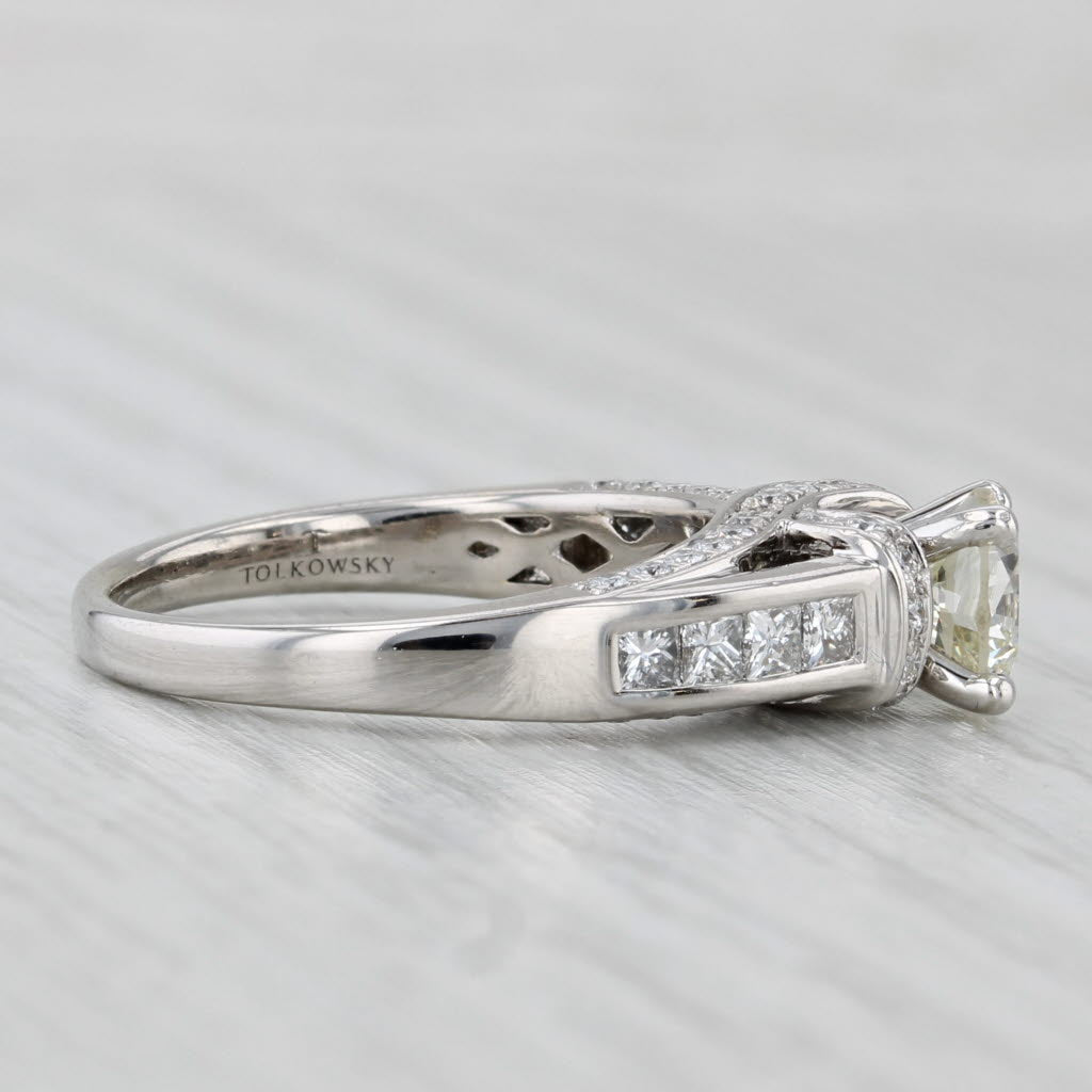 Tolowsky 1.90ctw Diamond Engagement Ring 14k White Gold Size 6.75 GIA