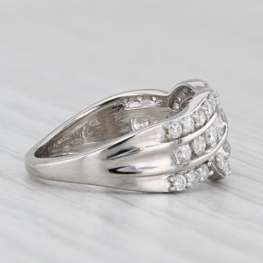 Light Gray 0.75ctw Diamond Woven Knot Ring 10k White Gold Size 5 With Certification