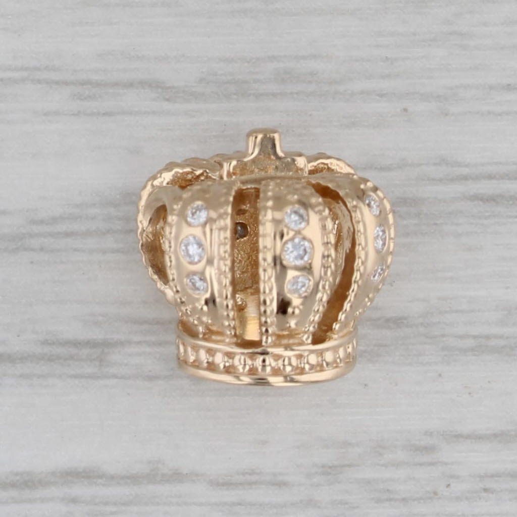 Gray Authentic Pandora Diamond Royal Crown Charm 750453D 14k Gold Retired Bead