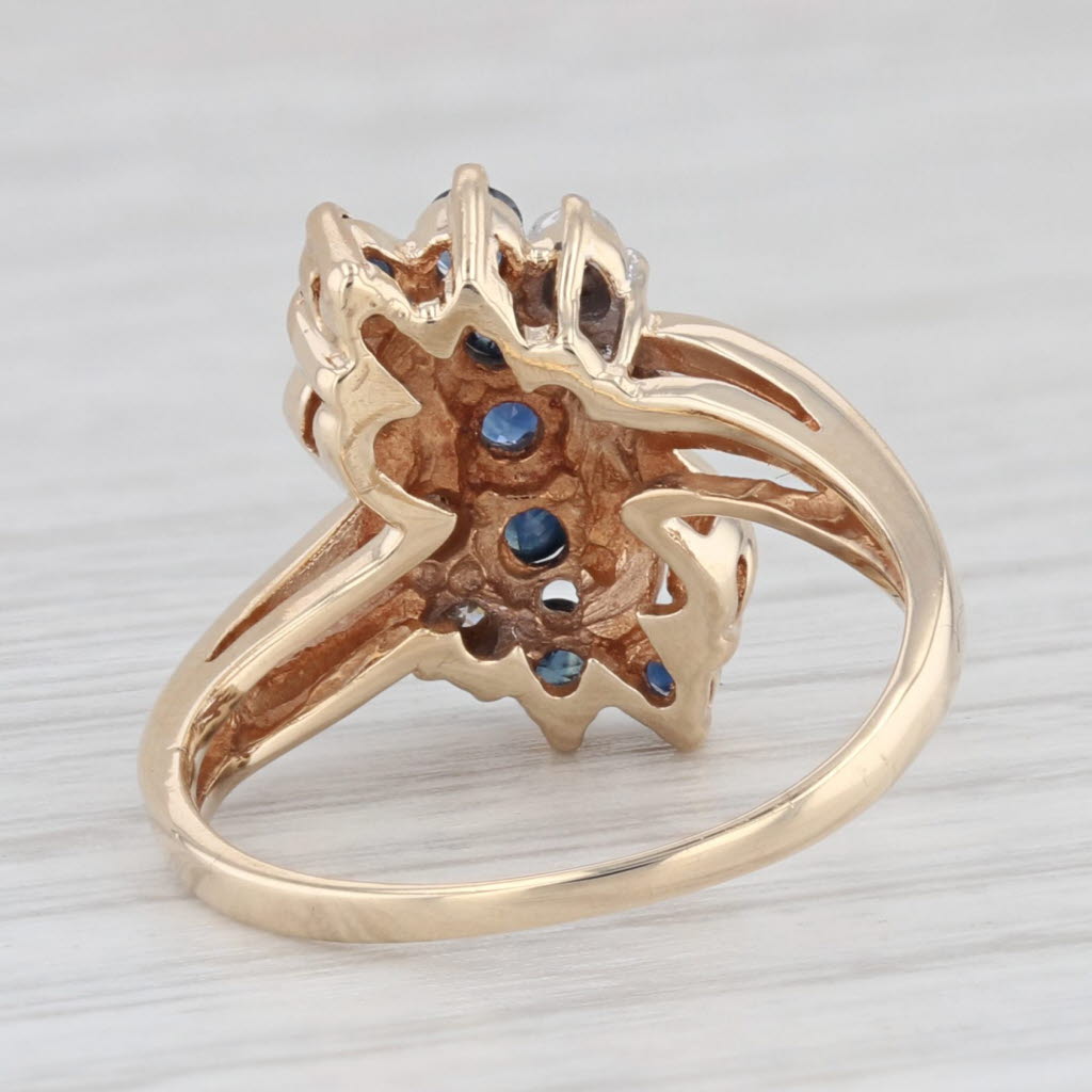 Light Gray 0.40ctw Blue Sapphire Diamond Cluster Ring 10k Yellow Gold Size 5.5