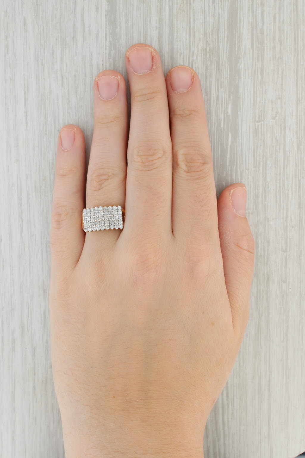 Gray 1ctw Pave Diamond Cluster Ring 14k Yellow Gold Size 11