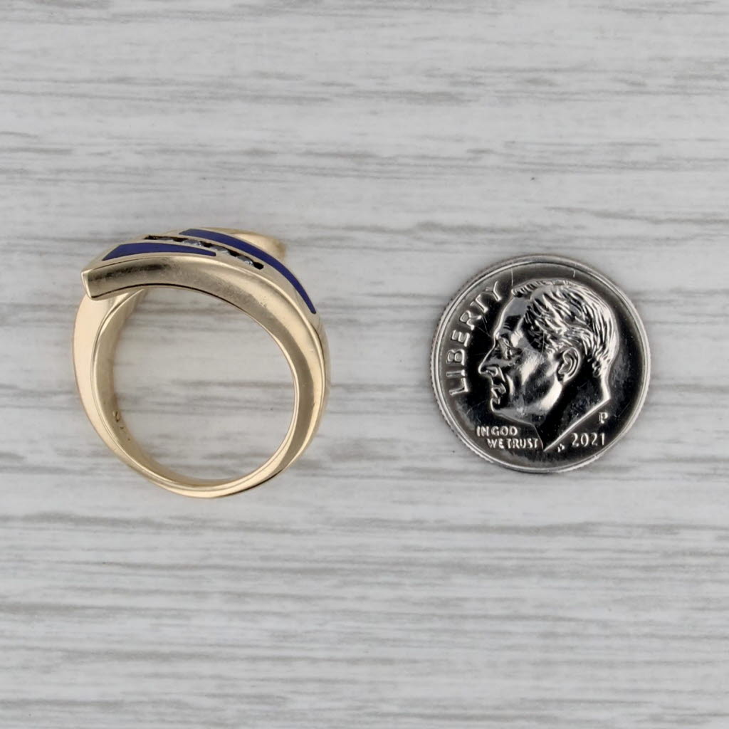 Lapis Lazuli 0.12ctw Diamond Bypass Ring 14k Yellow Gold Size 6