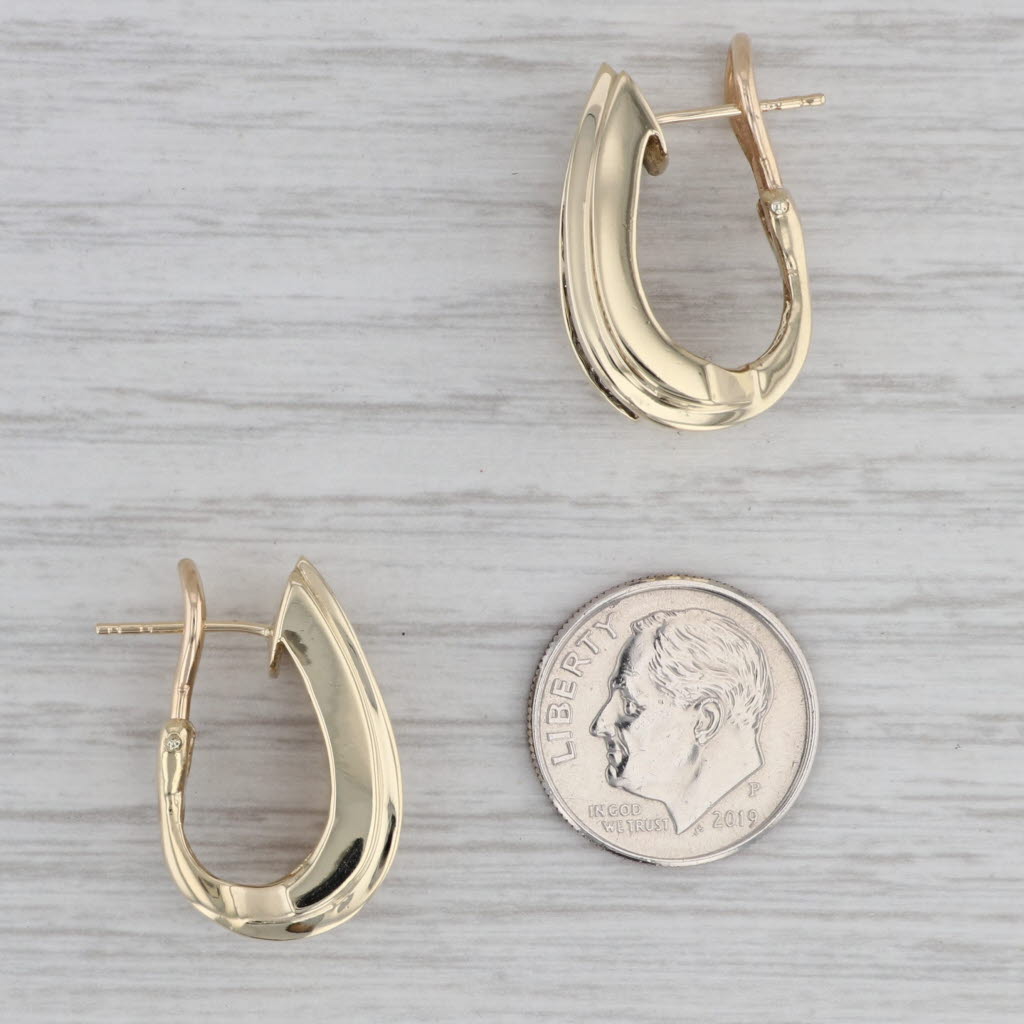 Gray 3ctw Blue Sapphire Diamond J-Hook Earrings 14k Yellow Gold Pierced Omega Backs