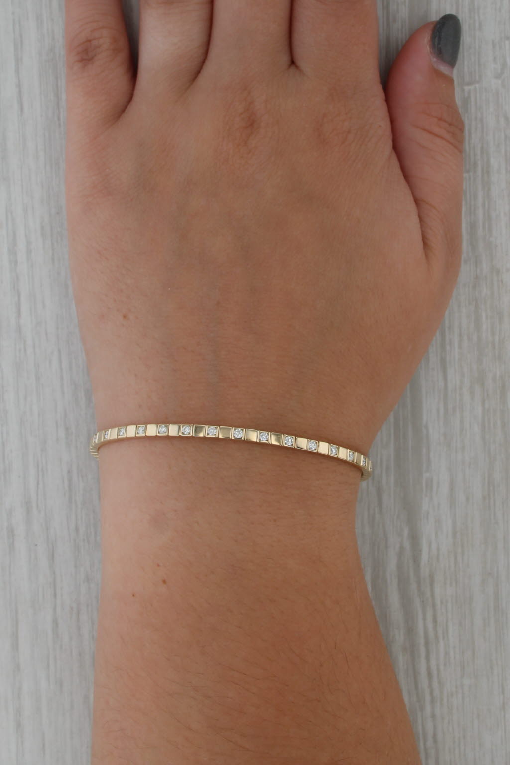 New 0.88ctw Diamond Flexible Bangle Bracelet 14k Yellow Gold 6.5" 2.6mm