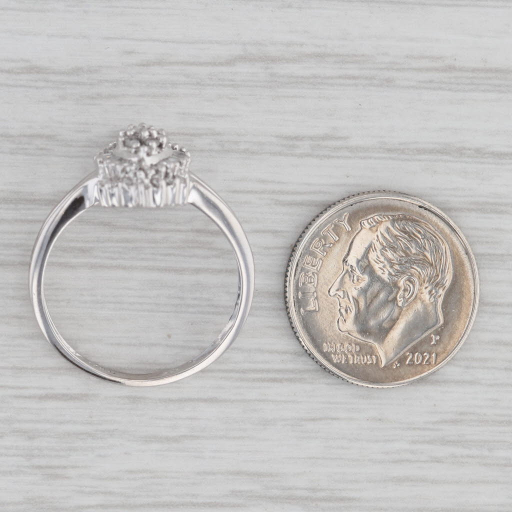 Gray 0.18ctw Diamond Cluster Halo Ring 10k White Gold Size 7