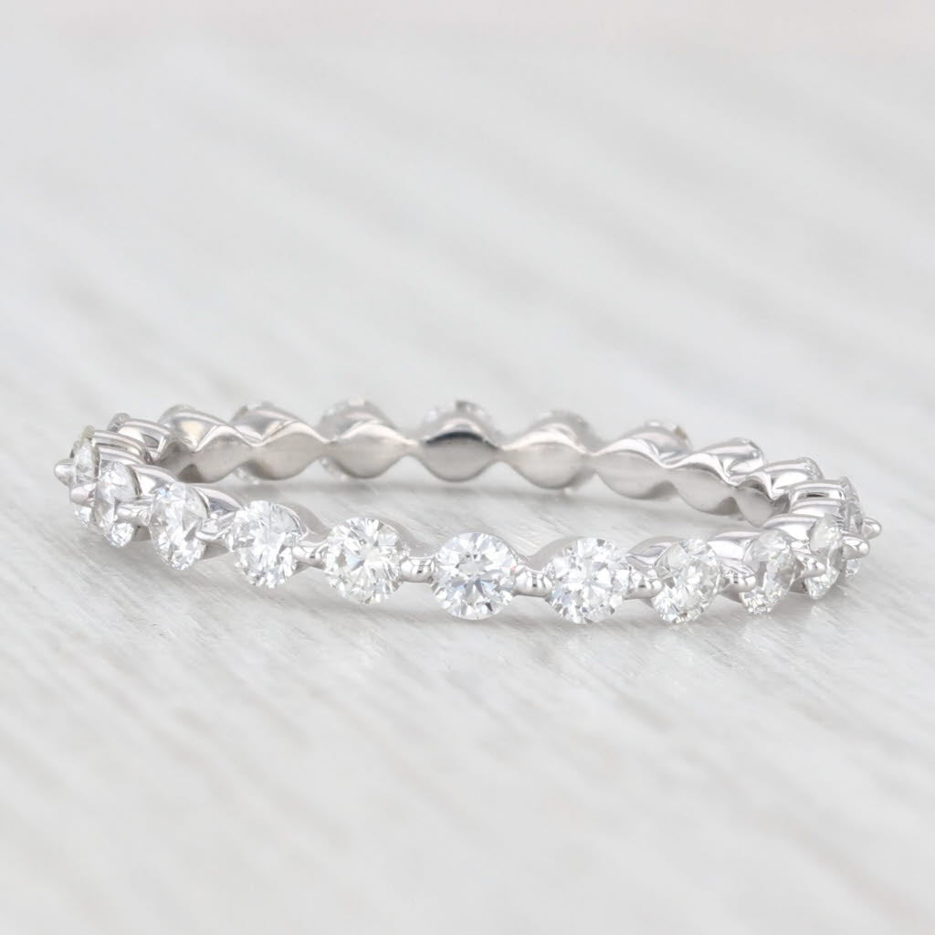Light Gray 0.85ctw Diamond Eternity Wedding Band 14k White Gold Stackable Anniversary Ring