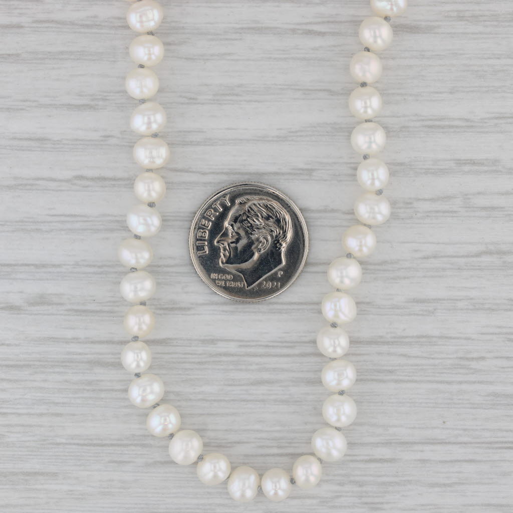 Gray White Cultured Pearl Strand Sterling Silver Bead Necklace