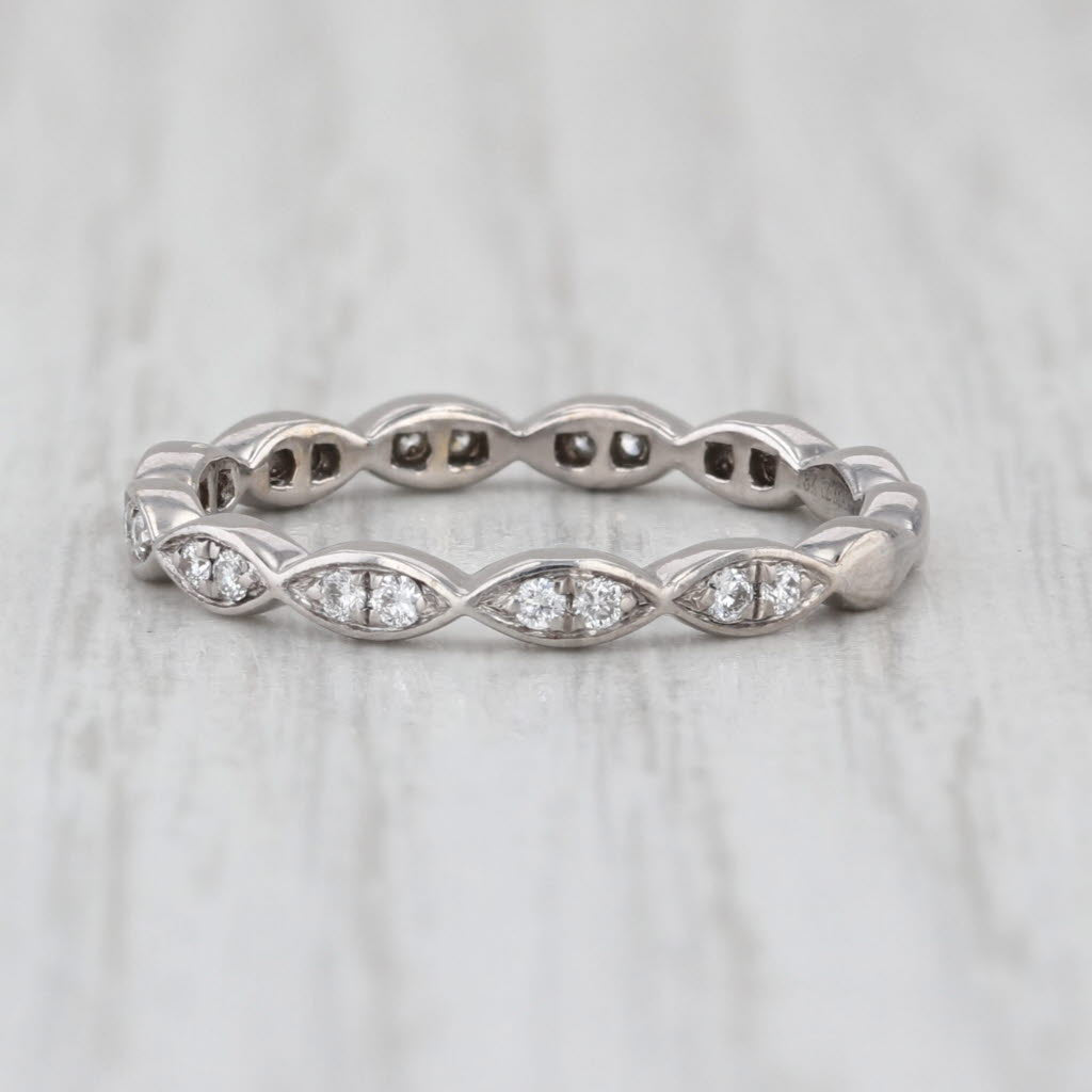 0.20ctw Diamond Band 18k White Gold Stackable Wedding Ring Size 6