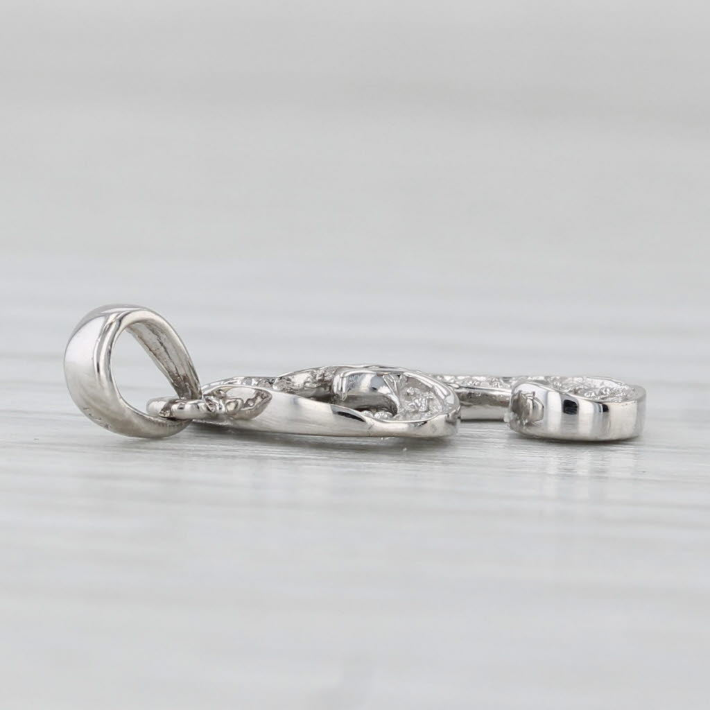 Light Gray Diamond Letter T Pendant 10k White Gold Small Charm