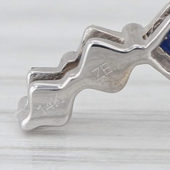 0.56ctw Blue Sapphire Diamond Journey Pendant 14k White Gold Floating Drop