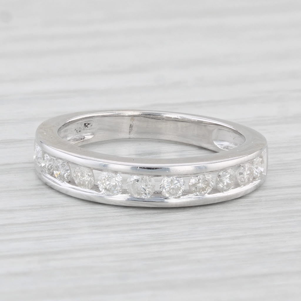 Light Gray 0.36ctw Diamond Wedding Band 14k White Gold Size 5 Stackable Anniversary Ring