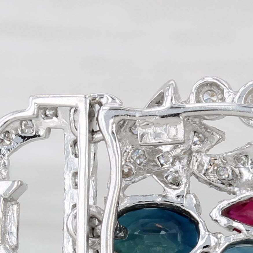 Light Gray 38.38ctw Tutti Frutti Gemstone Bracelet 18k Gold Ruby Emerald Sapphire Diamond
