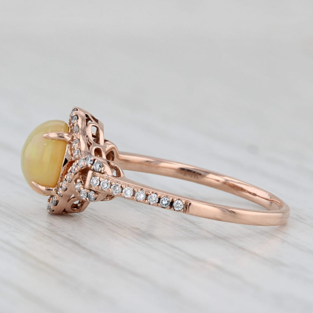 Light Gray Le Vian Yellow Opal Diamond Ring 14k Rose Gold Size 7
