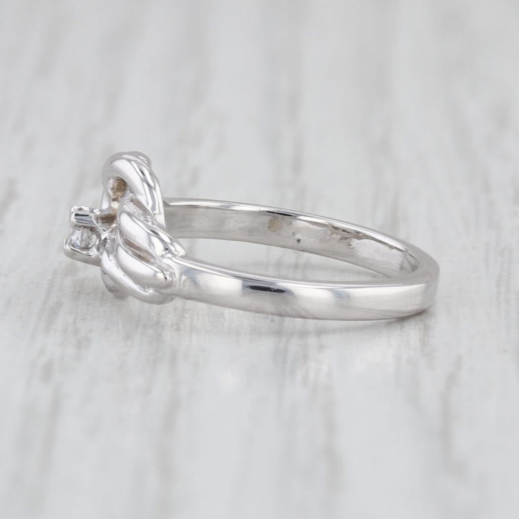 Diamond Solitaire Knot Ring 14k White Gold Size 4.25