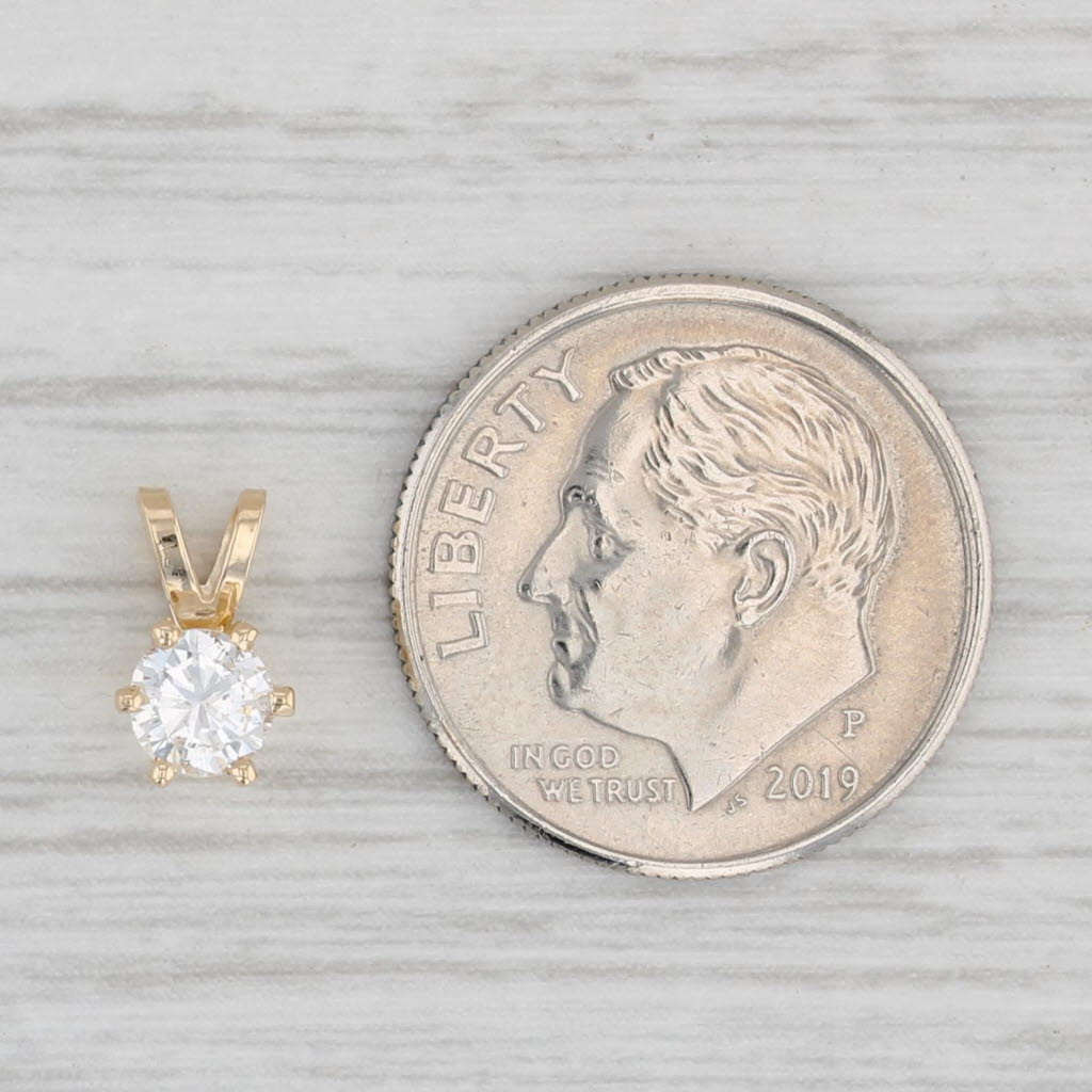 Light Gray New 0.30ct Round Diamond Solitaire Pendant 14k Yellow Gold Small Drop