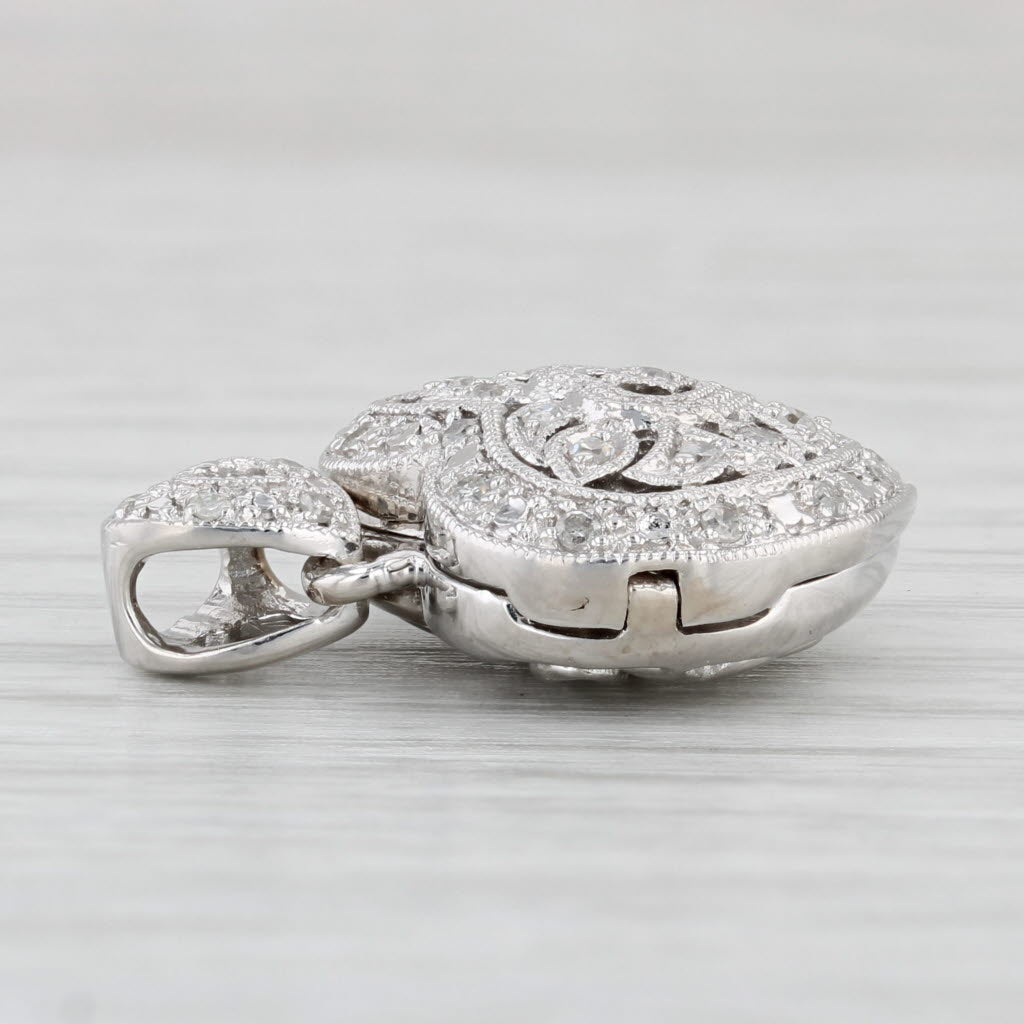 Light Gray 0.15ctw Diamond Heart Diffuser Pendant 10k White Gold Opens Openwork
