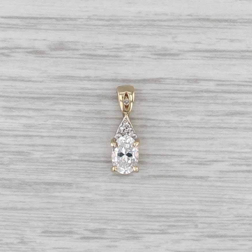 0.81ctw Cubic Zirconia Pendant 10k Yellow Gold Small Oval Drop