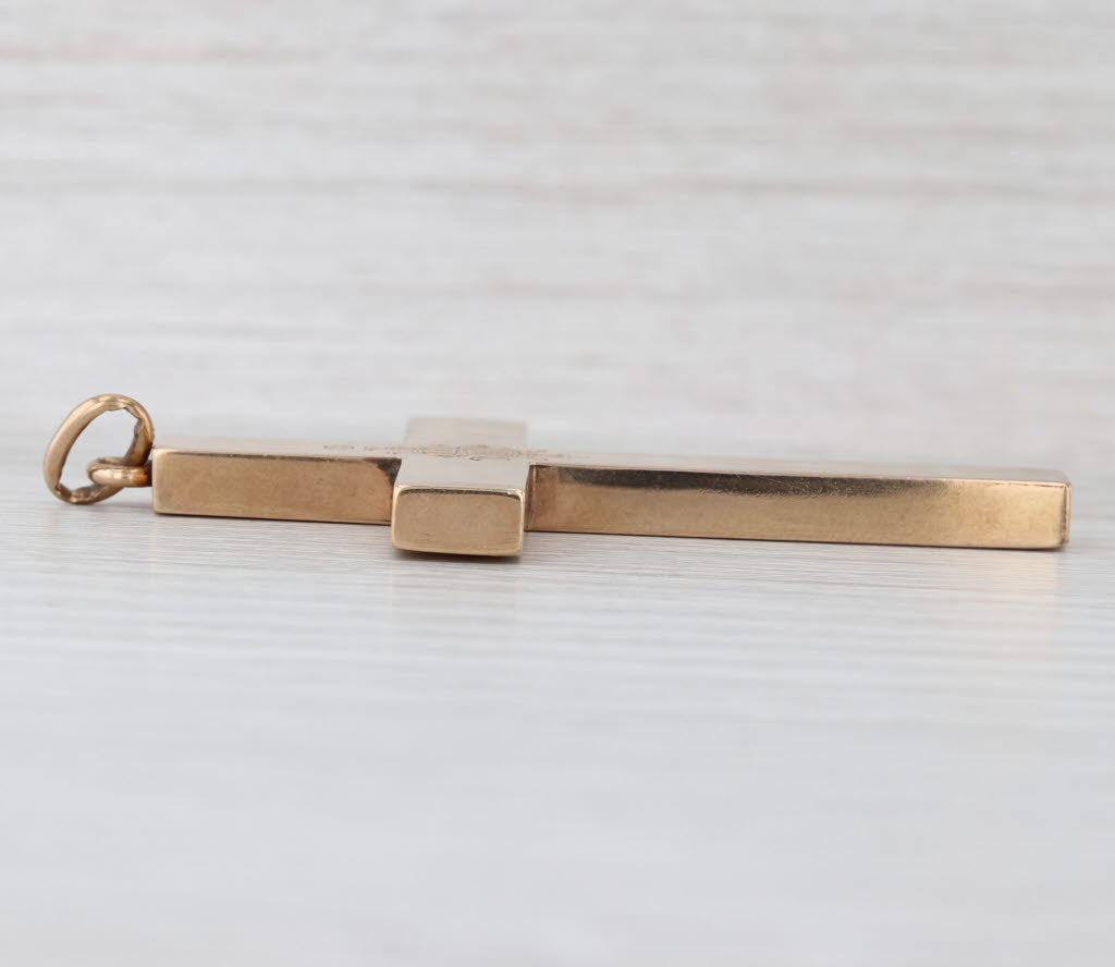 Antique IHS Large Cross Pendant 12k Yellow Gold Engraved 1902