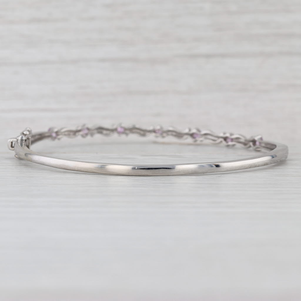 0.50ctw Pink Sapphire Bangle Bracelet 14k White Gold 6.75"